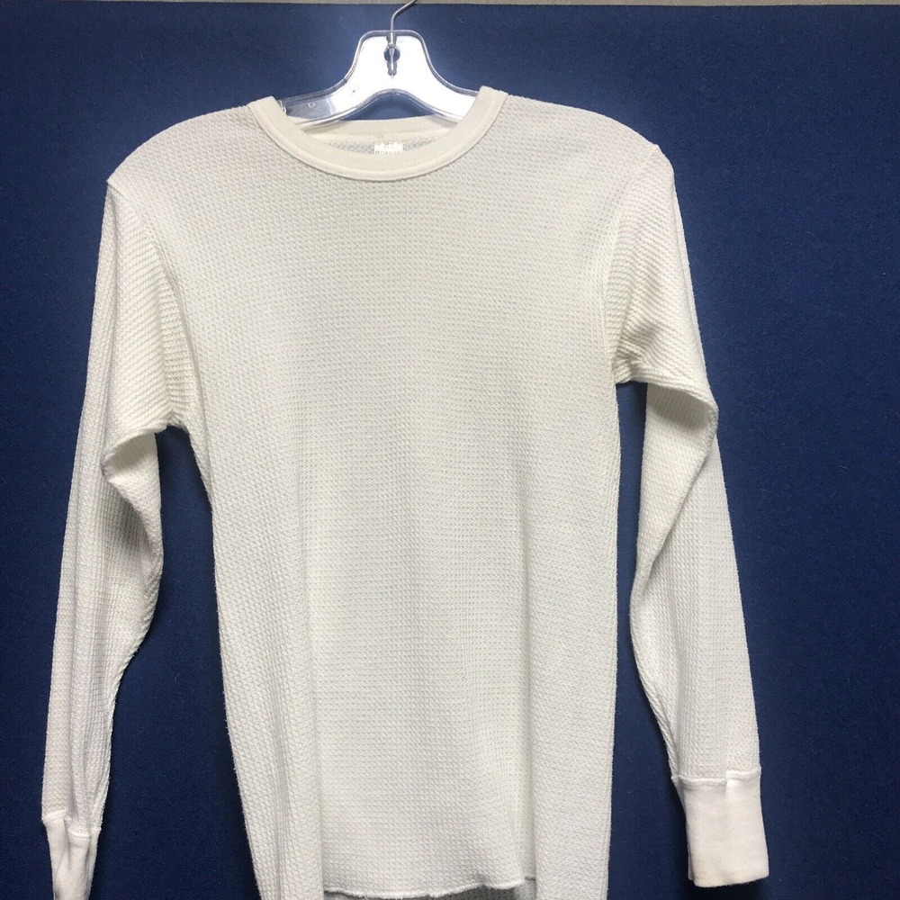Morgan Thermal Shirt Mens Medium 38 40 Crewneck Long Sleeve 65 Cotton 35 Poly‎